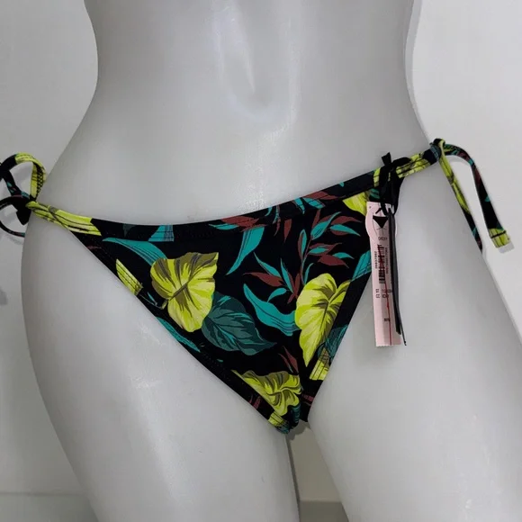 Victoria's Secret Leaf Print Bikini - Black & Green 32C bombshell/M NWT - Picture 9 of 12